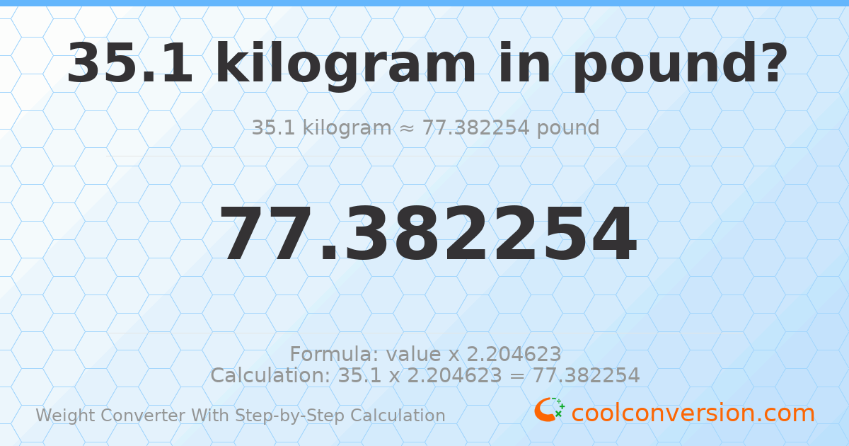 35.1 kilograms = 77.3823 pounds