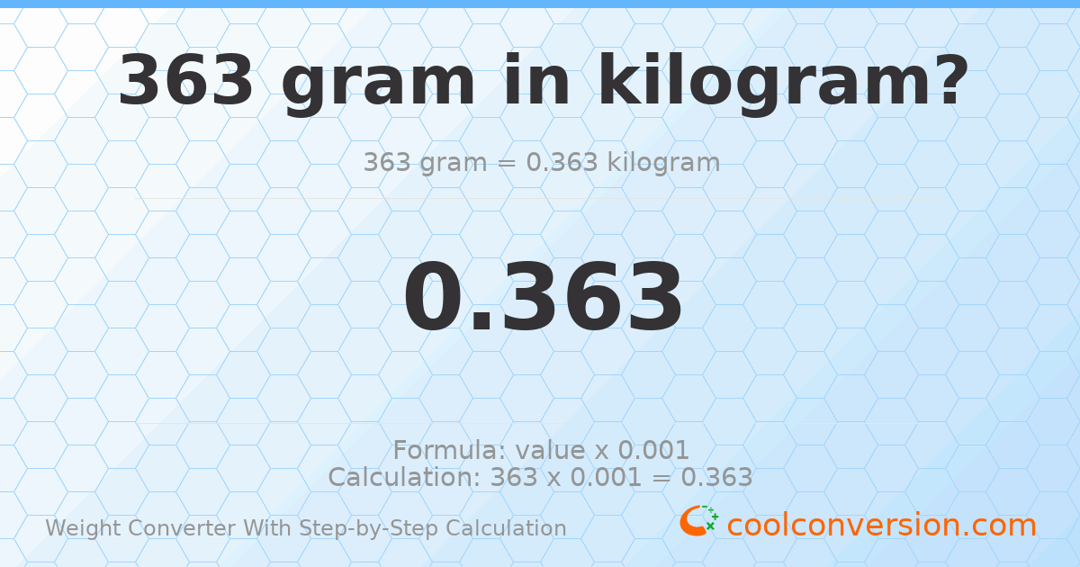 363 grams = 0.363 kilograms