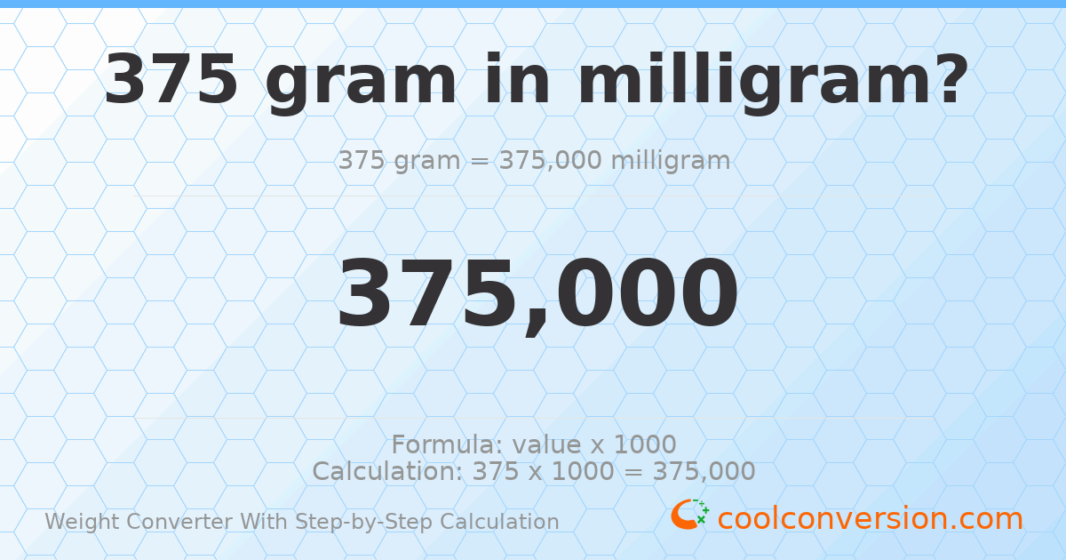 375 grams = 375000 milligrams