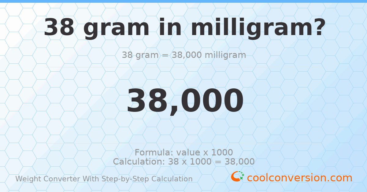 38 grams = 38000 milligrams