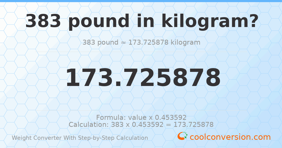 383 pounds = 173.726 kilograms