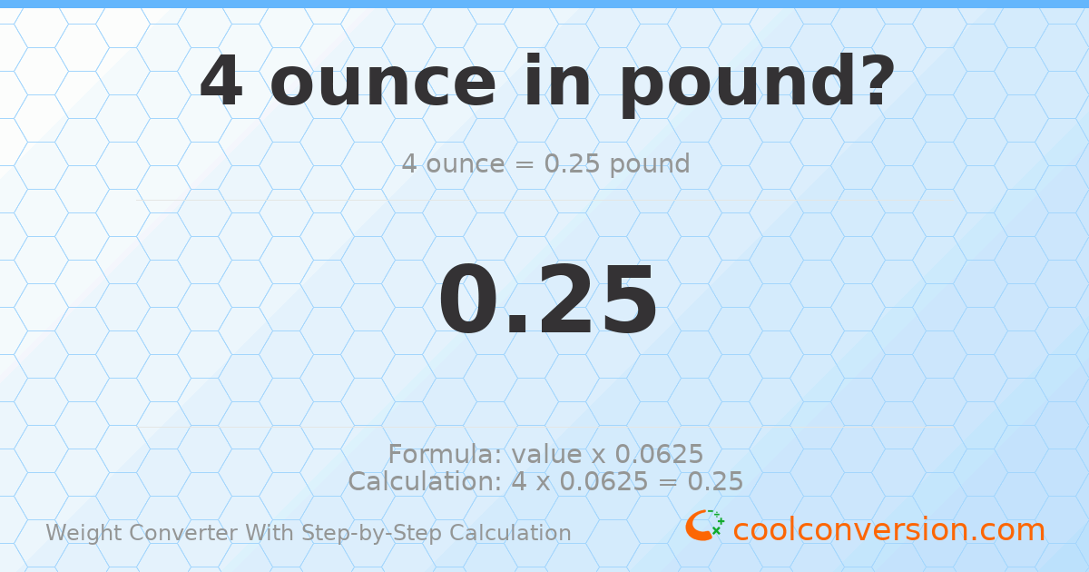 4 ounces = 0.25 pounds