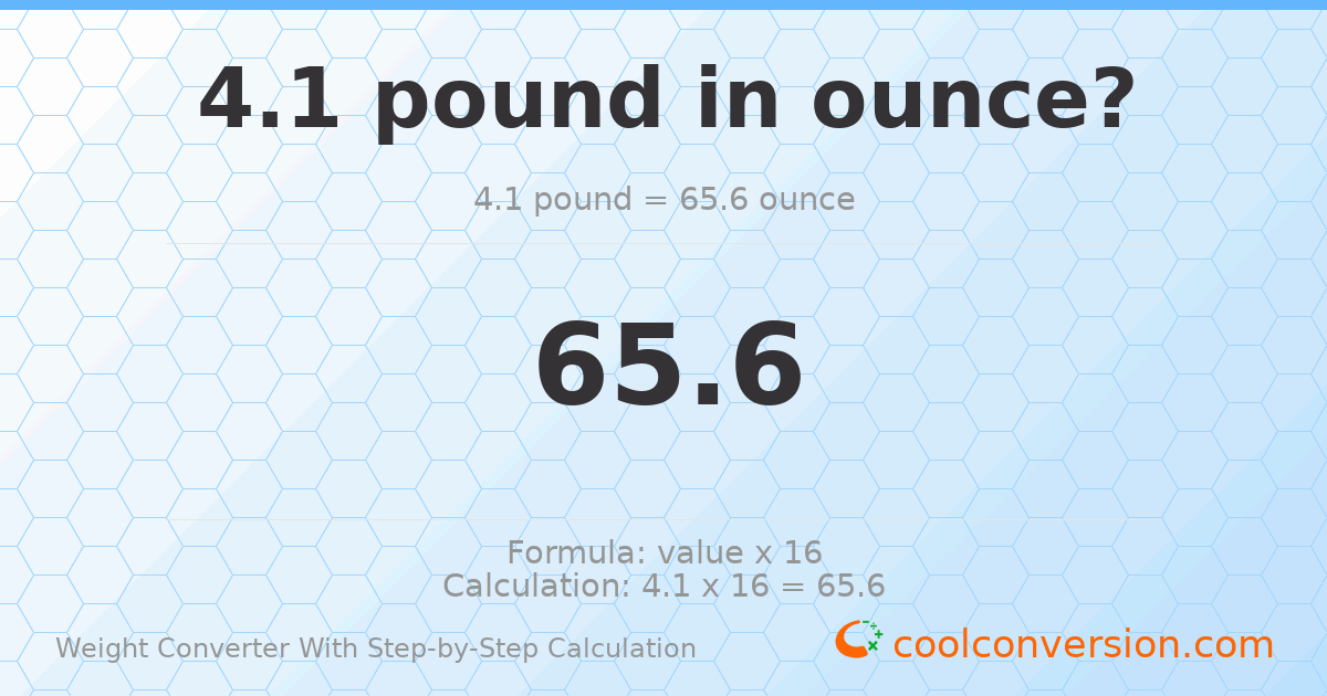 4.1 pounds = 65.6 ounces