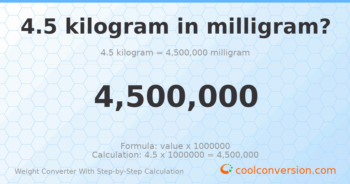 4.5 kilograms = 4500000 milligrams