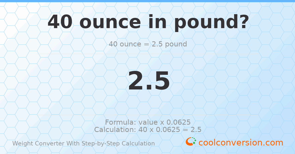 40 ounces = 2.5 pounds