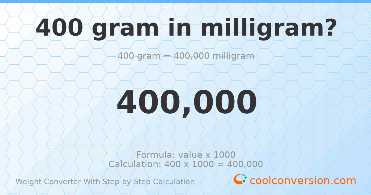 400 grams = 400000 milligrams