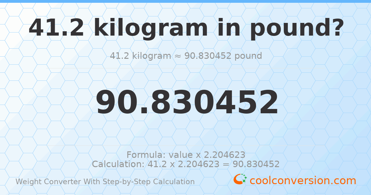 41.2 kilograms = 90.8305 pounds