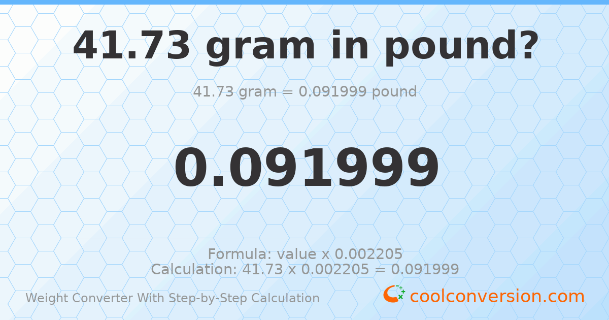 41.73 grams = 0.0919989 pounds
