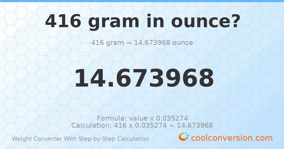 416 grams = 14.674 ounces
