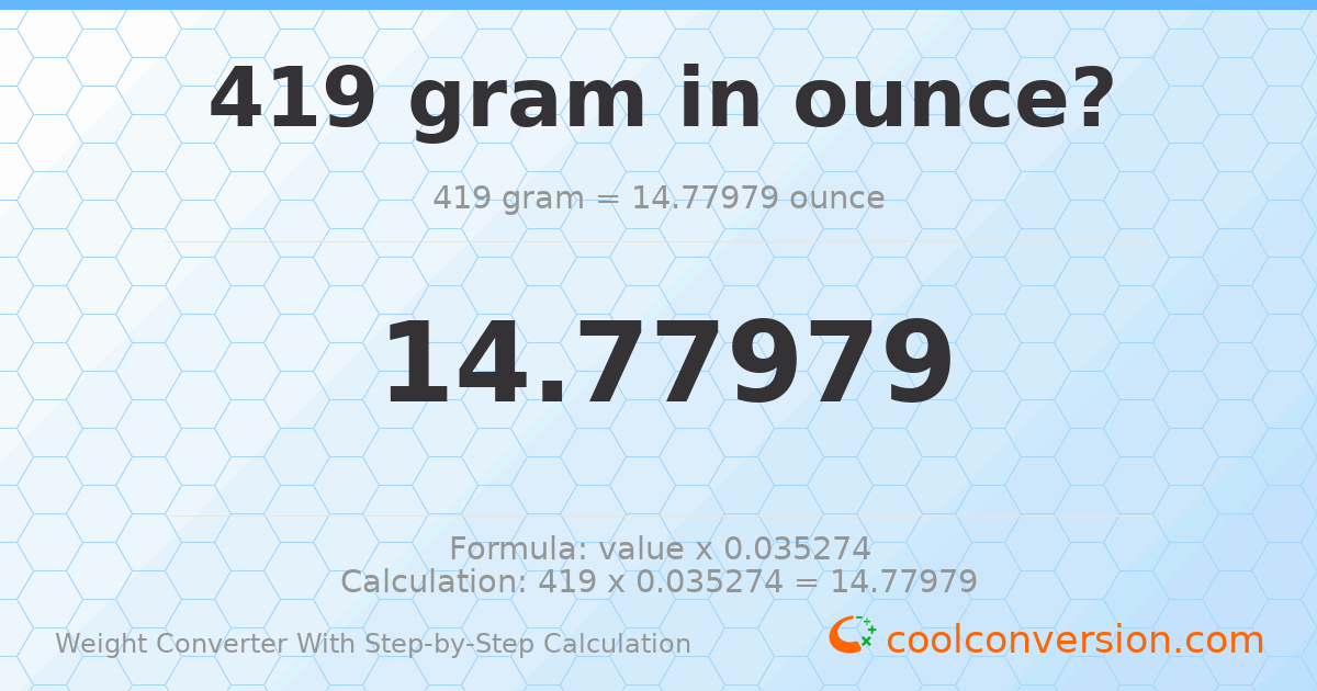 419 grams = 14.7798 ounces