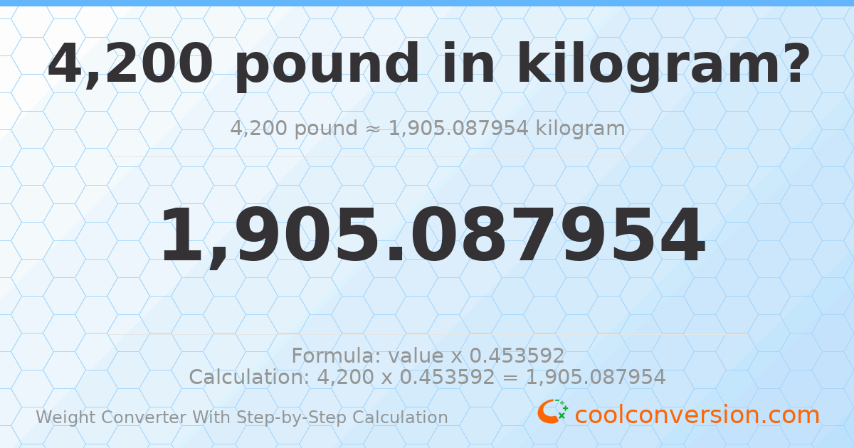 4200 pounds = 1905.09 kilograms