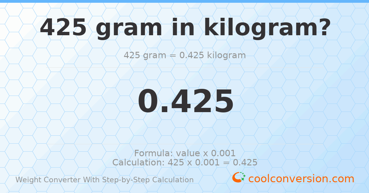 425 grams = 0.425 kilograms