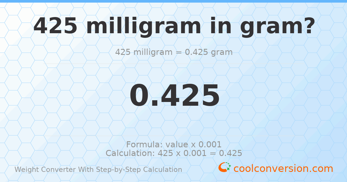 425 milligrams = 0.425 grams