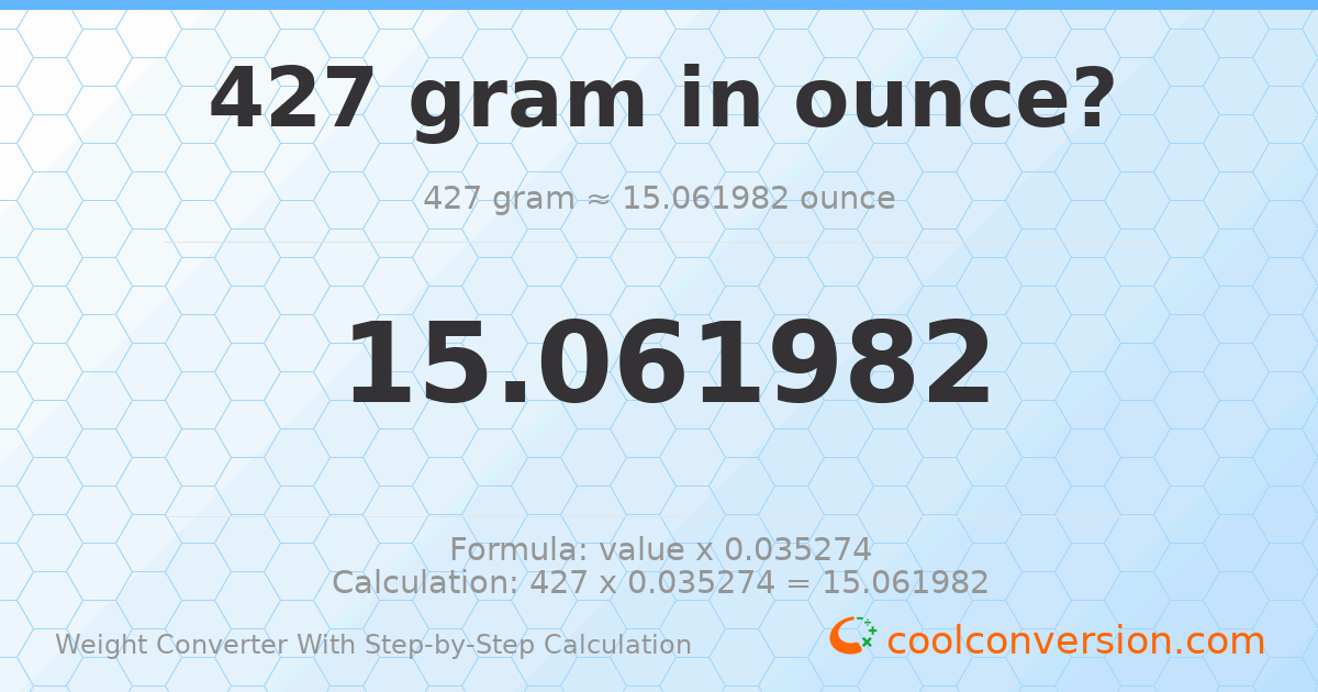 427 grams = 15.062 ounces