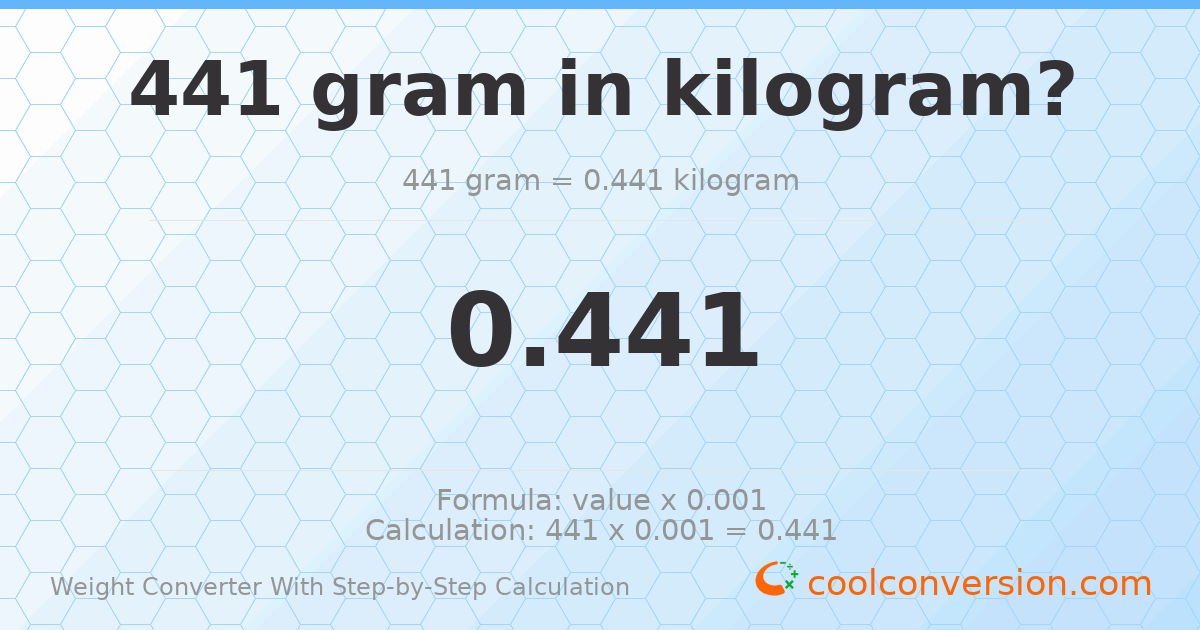 441 grams = 0.441 kilograms