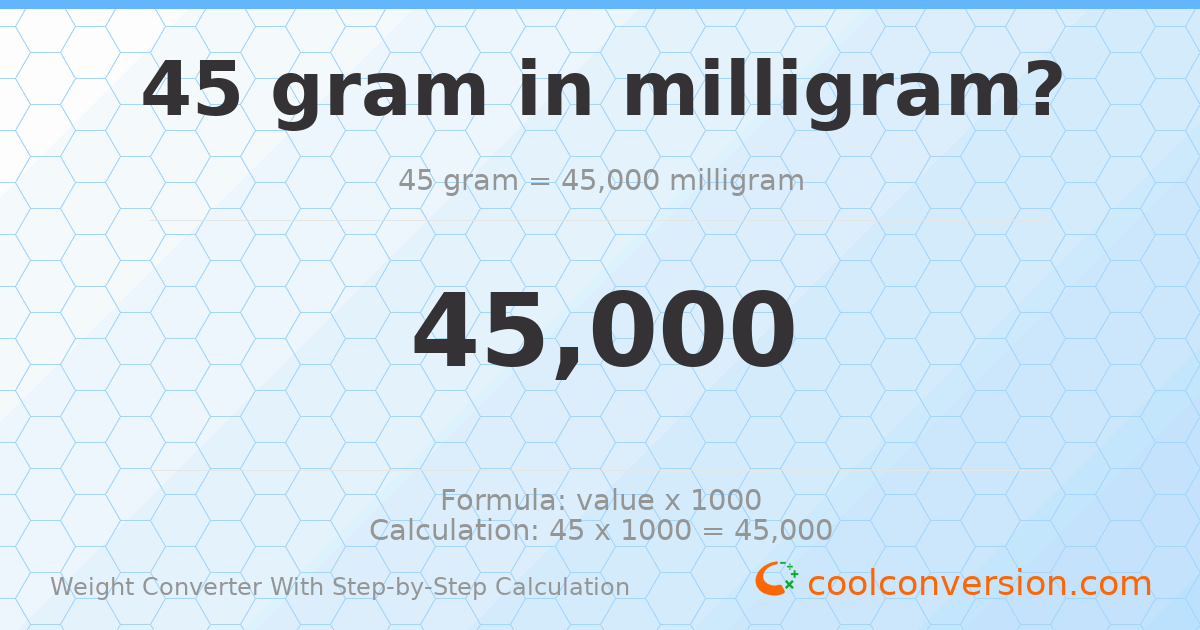 45 grams = 45000 milligrams