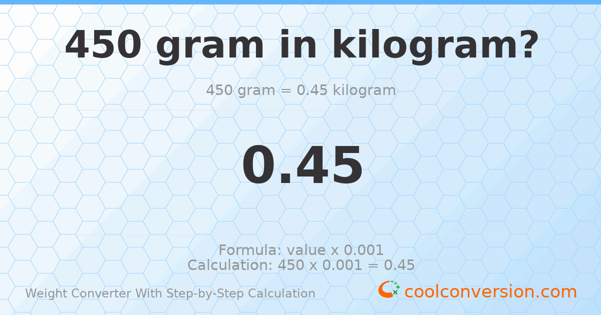450 grams = 0.45 kilograms
