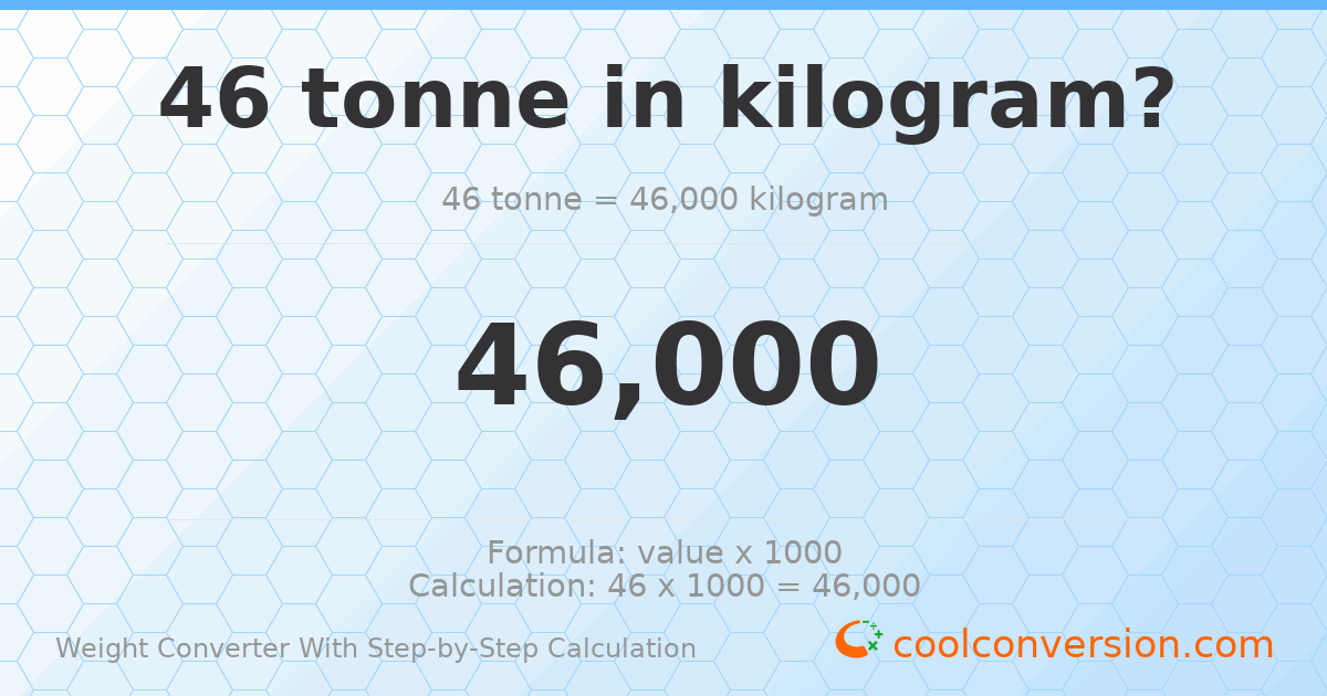 46 tonnes = 46000 kilograms