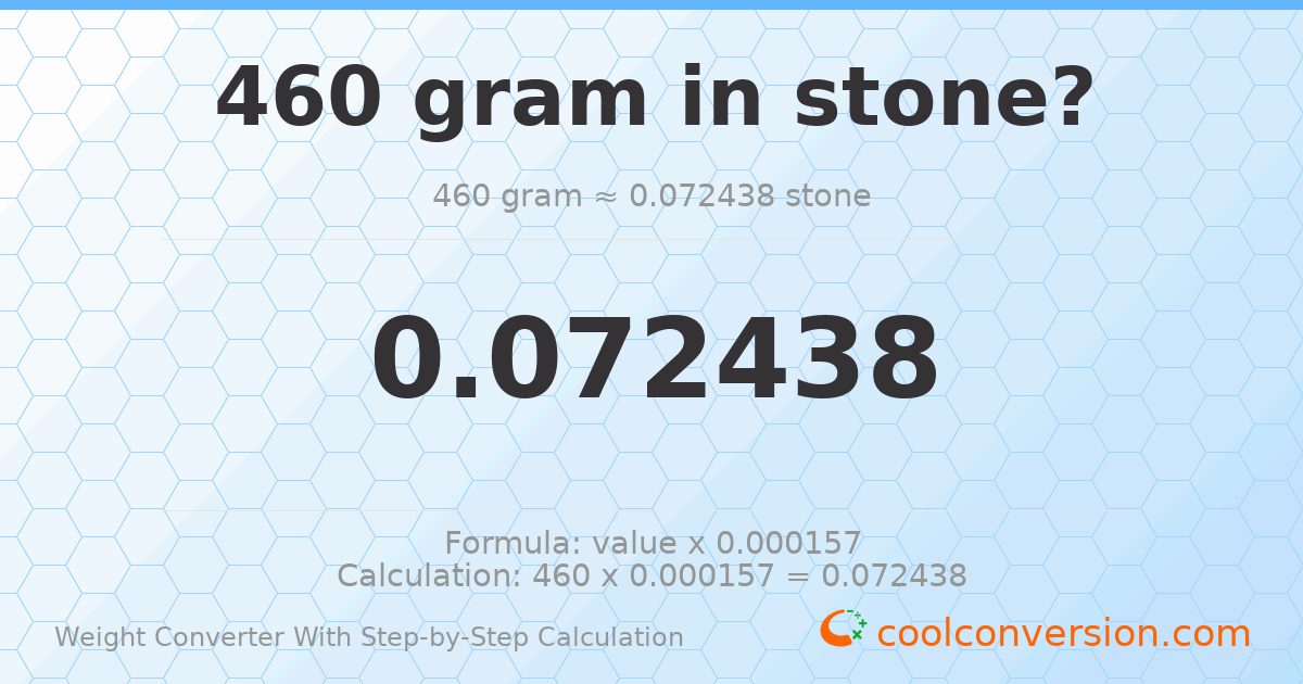 460 grams = 0.0724376 stones