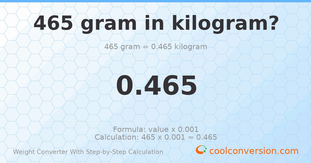465 grams = 0.465 kilograms