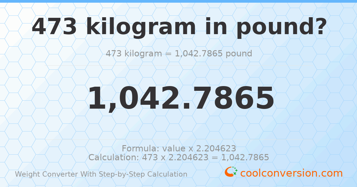 473 kilograms = 1042.79 pounds