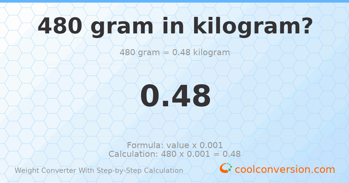 480 grams = 0.48 kilograms