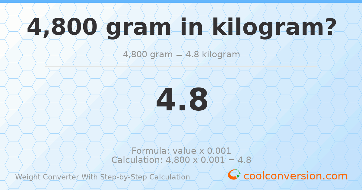 4800 grams = 4.8 kilograms