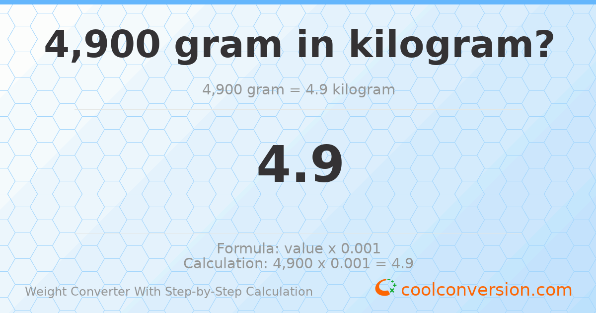 4900 grams = 4.9 kilograms