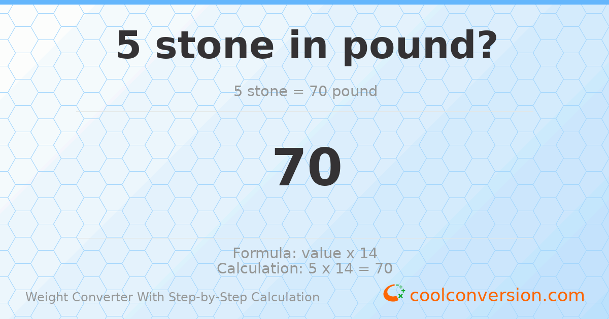 5 stones = 70 pounds