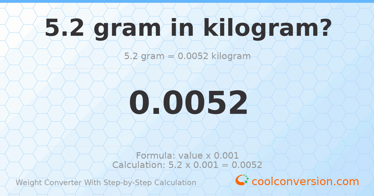 5.2 grams = 0.0052 kilograms