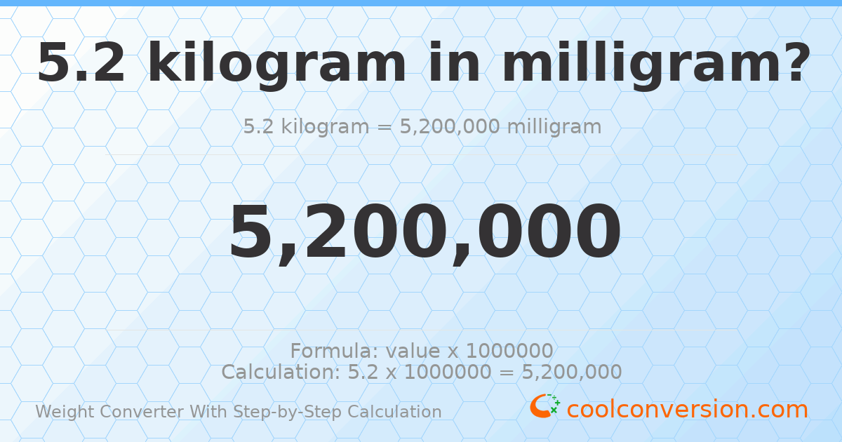 5.2 kilograms = 5200000 milligrams