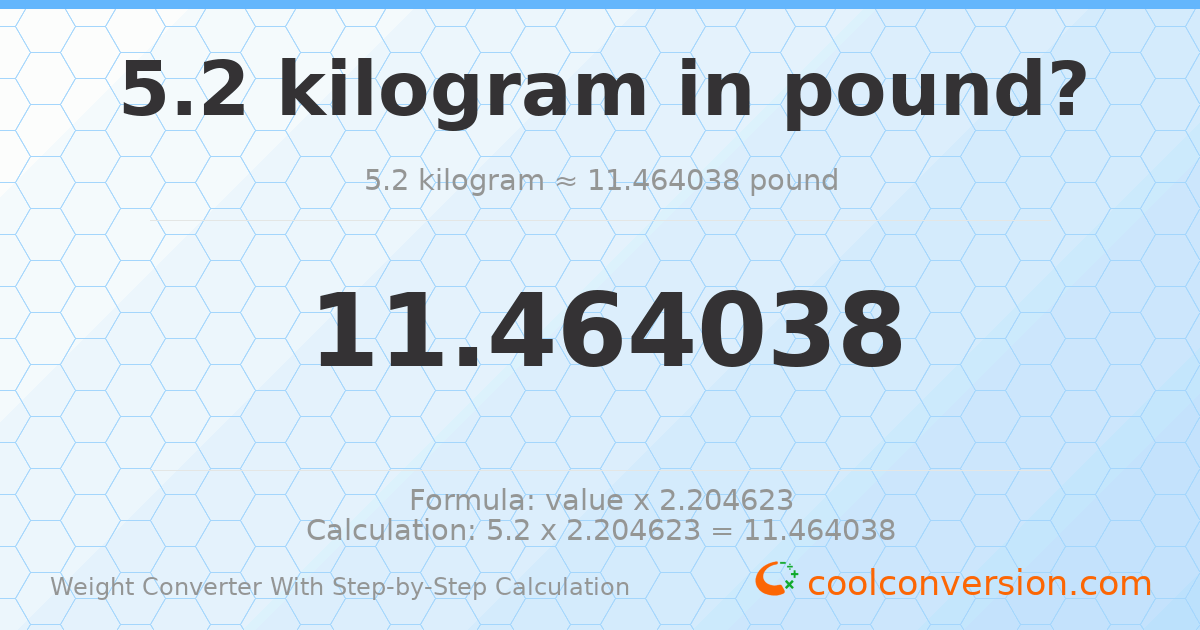 5.2 kilograms = 11.464 pounds