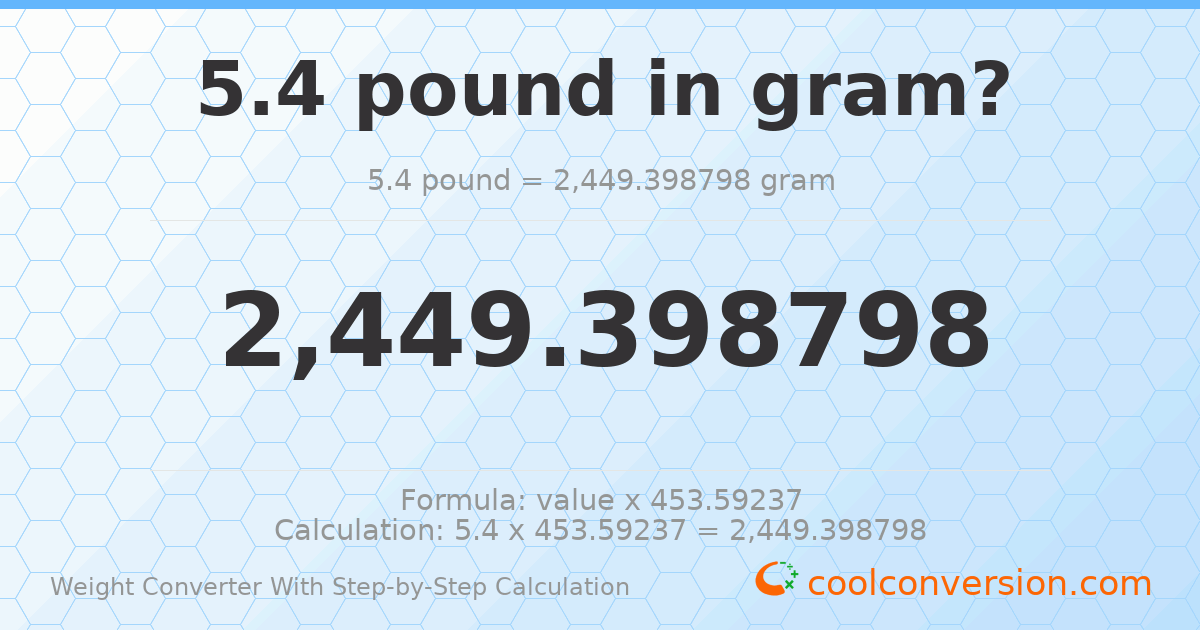 5.4 pounds = 2449.4 grams