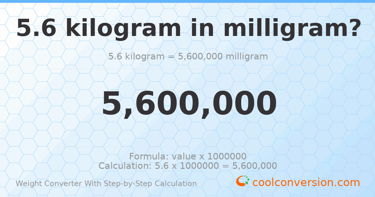 5.6 kilograms = 5600000 milligrams
