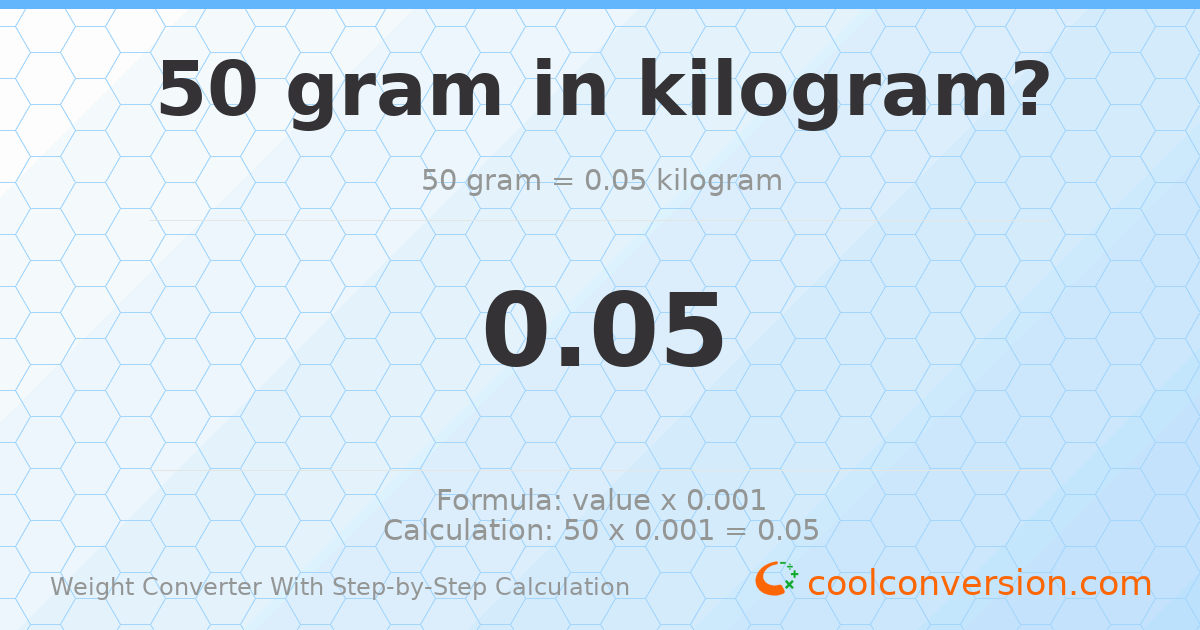 50 grams = 0.05 kilograms