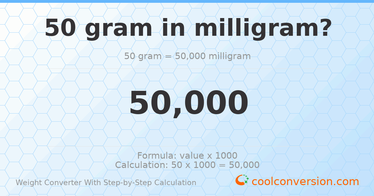50 grams = 50000 milligrams