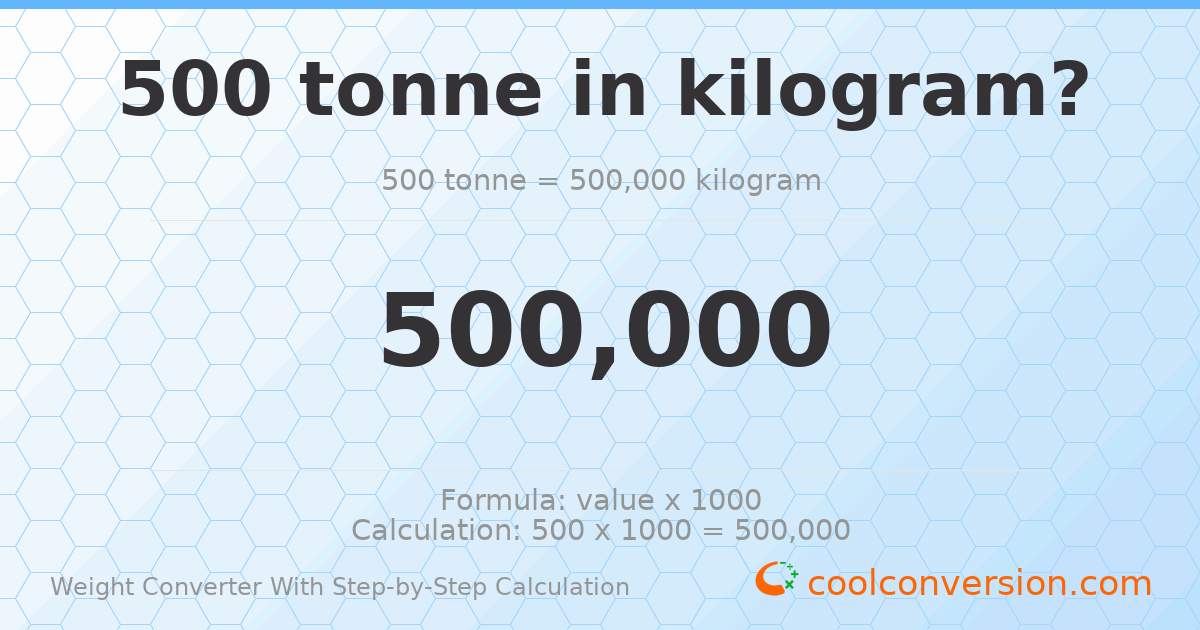 500 tonnes = 500000 kilograms