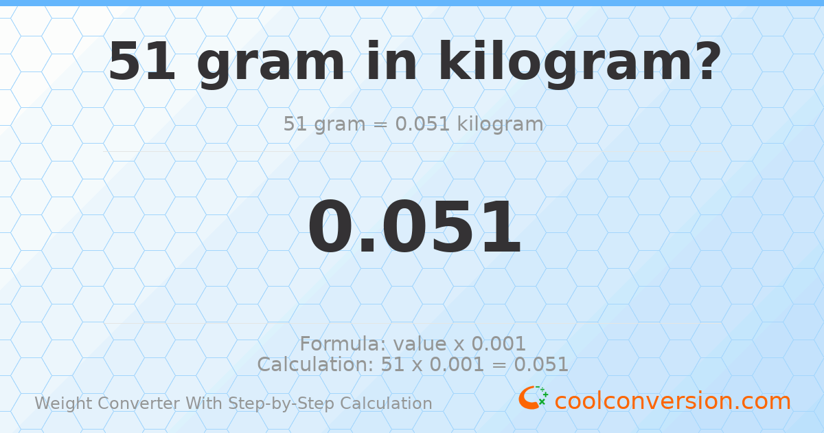 51 grams = 0.051 kilograms