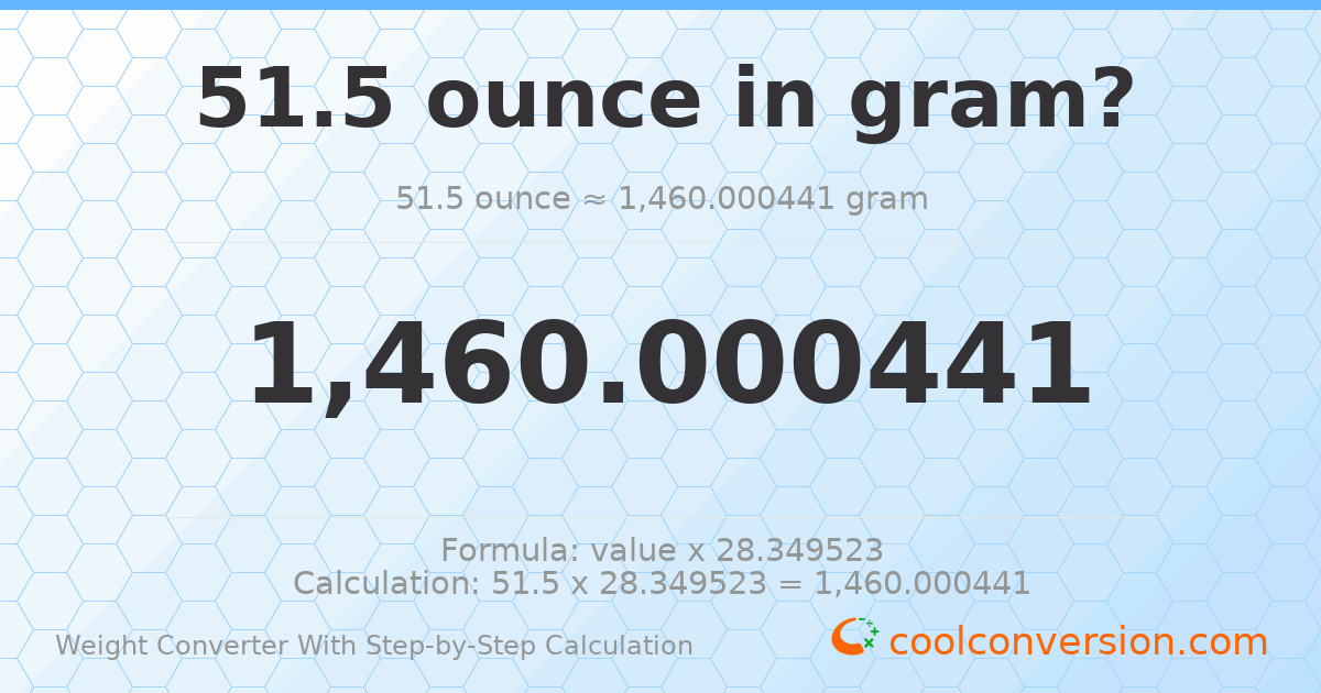 51.5 ounces = 1460 grams