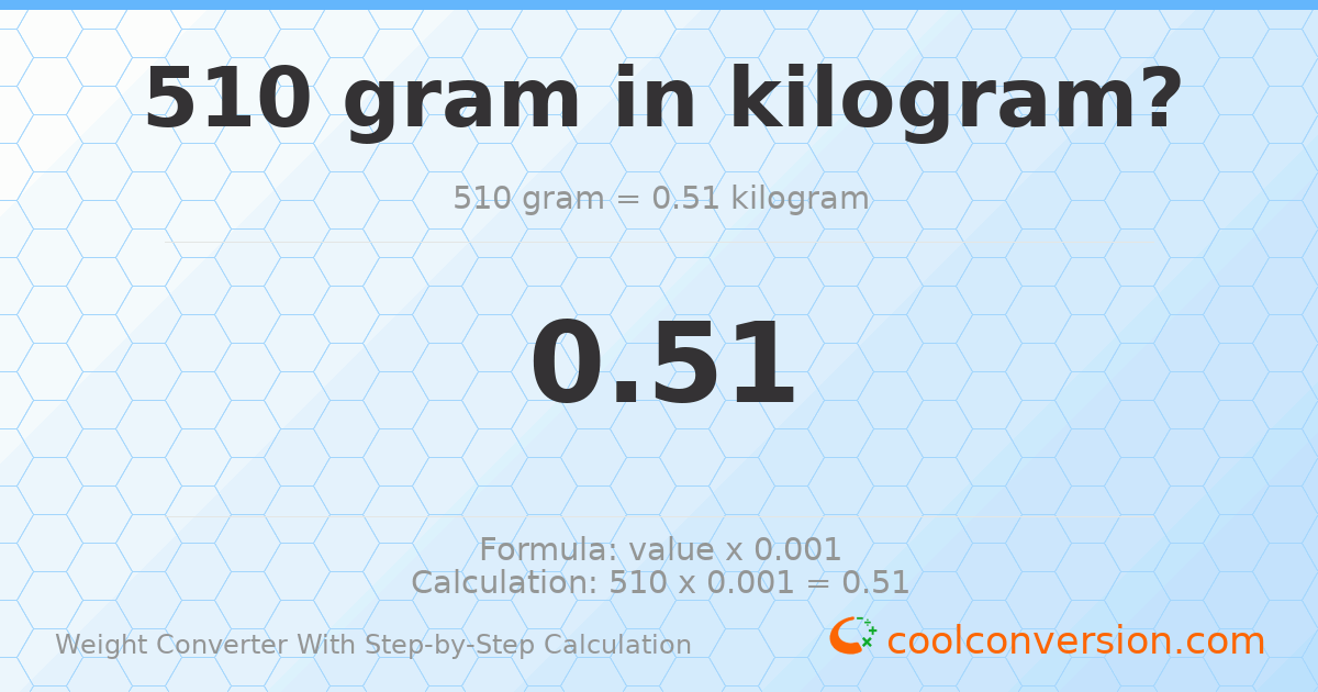 510 grams = 0.51 kilograms