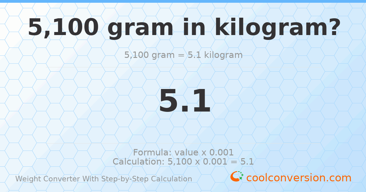 5100 grams = 5.1 kilograms