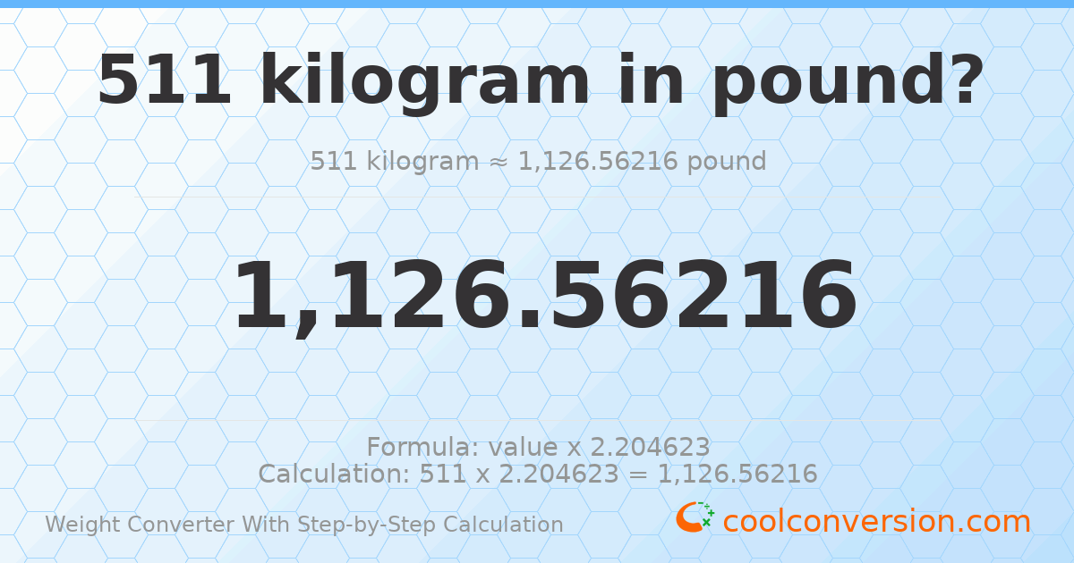511 kilograms = 1126.56 pounds