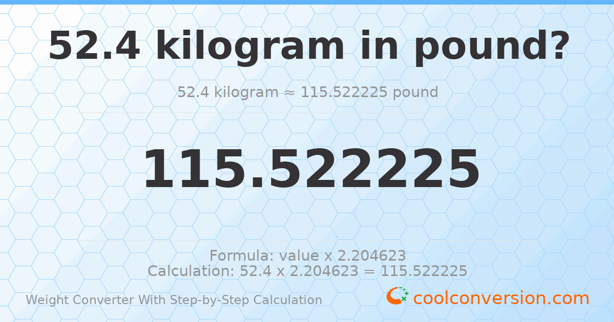 52.4 kilograms = 115.522 pounds