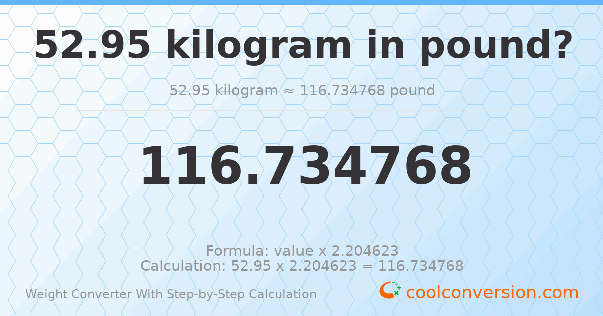 52.95 kilograms = 116.735 pounds