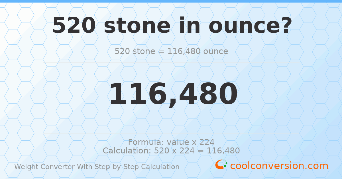 520 stones = 116480 ounces