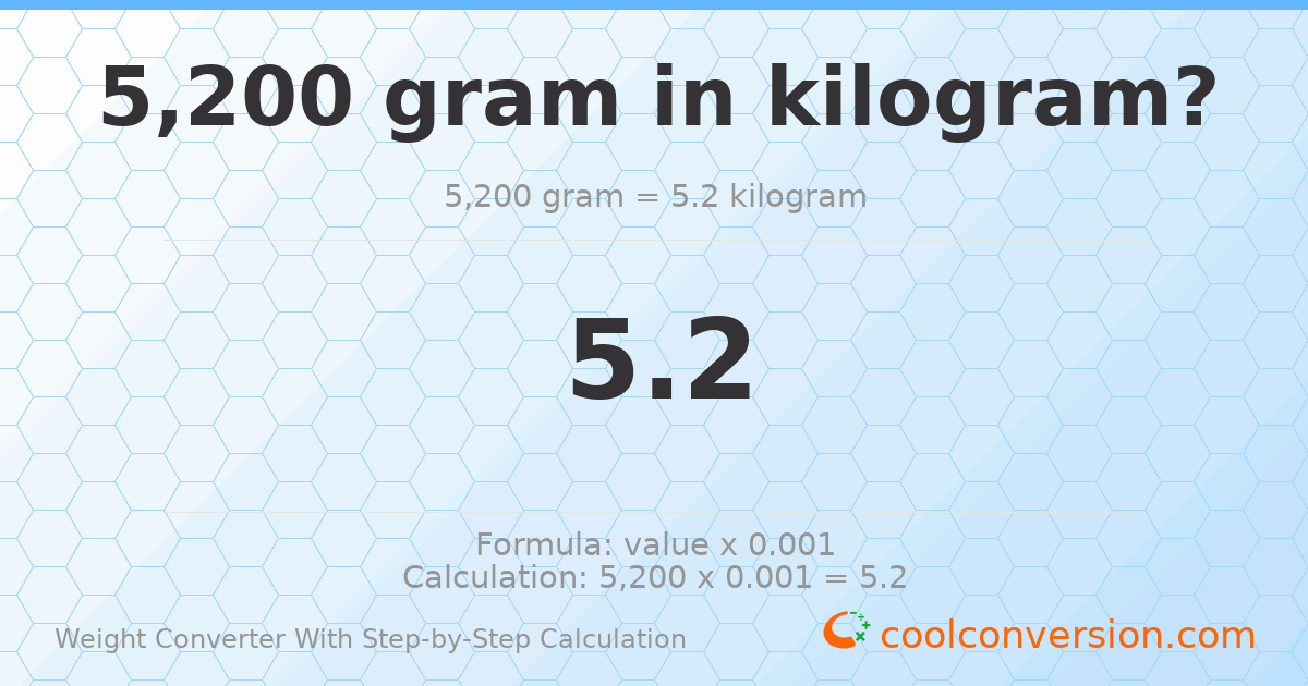 5200 grams = 5.2 kilograms