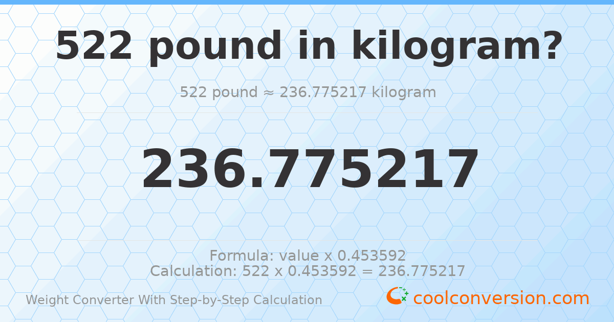 522 pounds = 236.775 kilograms