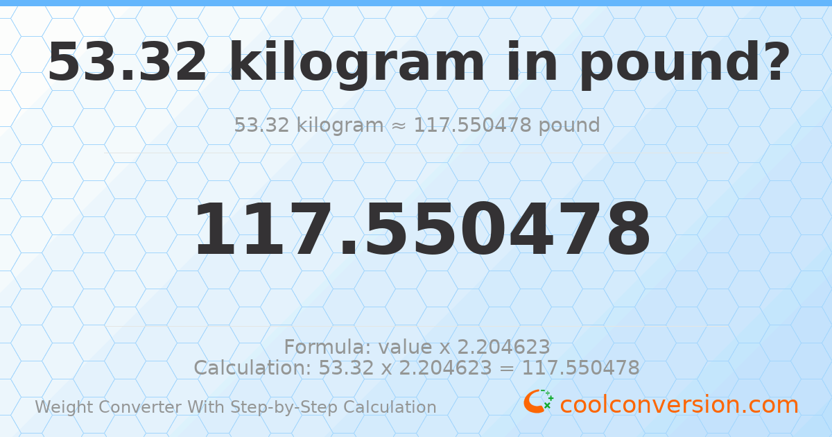53.32 kilograms = 117.55 pounds