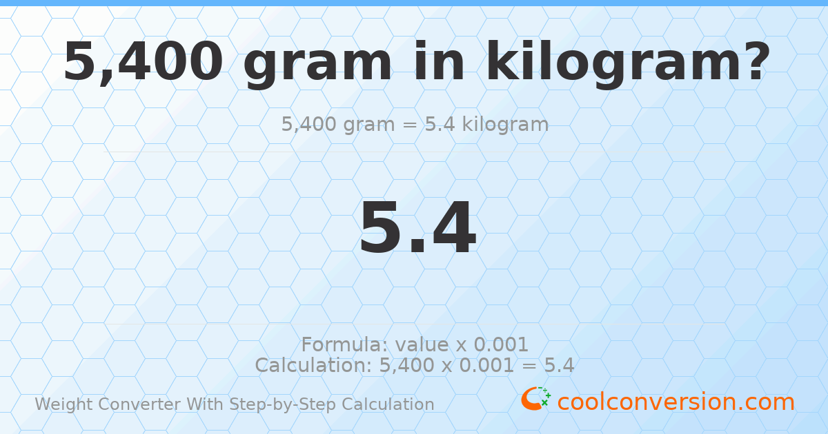 5400 grams = 5.4 kilograms