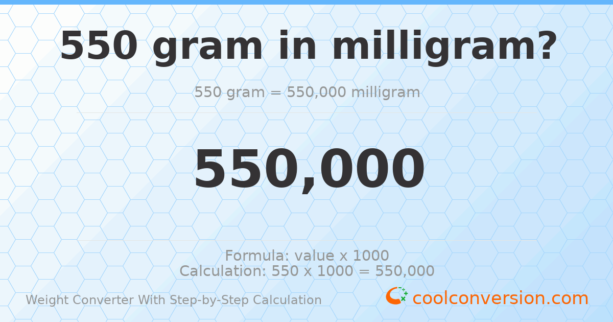550 grams = 550000 milligrams